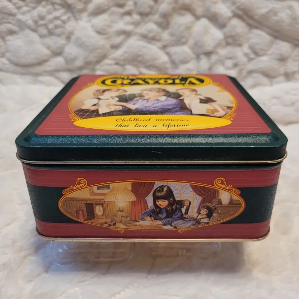 Vintage Crayola Crayon Square Tin Childhood Memories That Last a Lifetime 1994